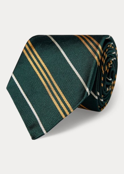 Corbatas Polo Ralph Lauren Hombre Verdes / Dorados - Striped Silk Repp Narrow - RSJGH7613